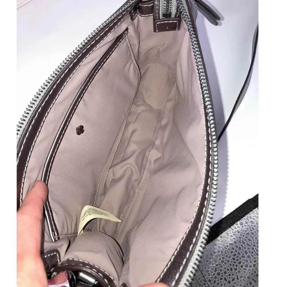 KATE SPADE NWT, PEWTER METALIC LEATHER WOMENS CROSSBODY BAG - Picture 8 of 12